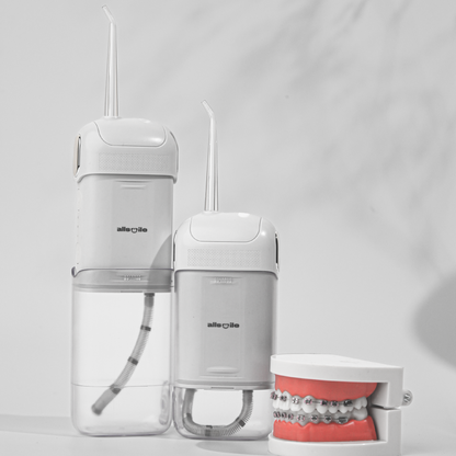 Allsmile water flosser have Adjustable and gum friendly pressure modes (60-140 psi) and nozzles dedicated for people with braces which is approved by dentist.